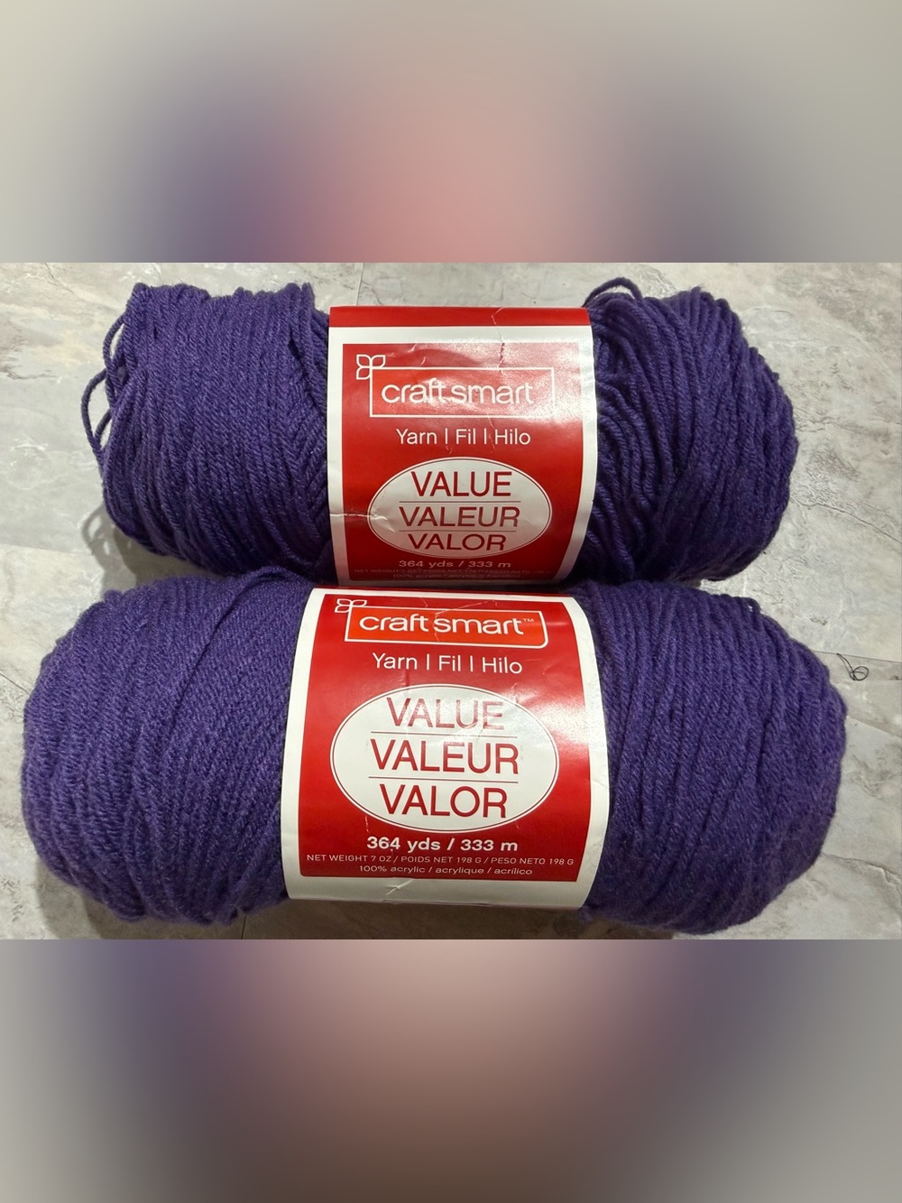 Craft Smart Value Yarn Purple 2 Skeins Lot Medium 4 Acrylic 364 Yds, 1 partial